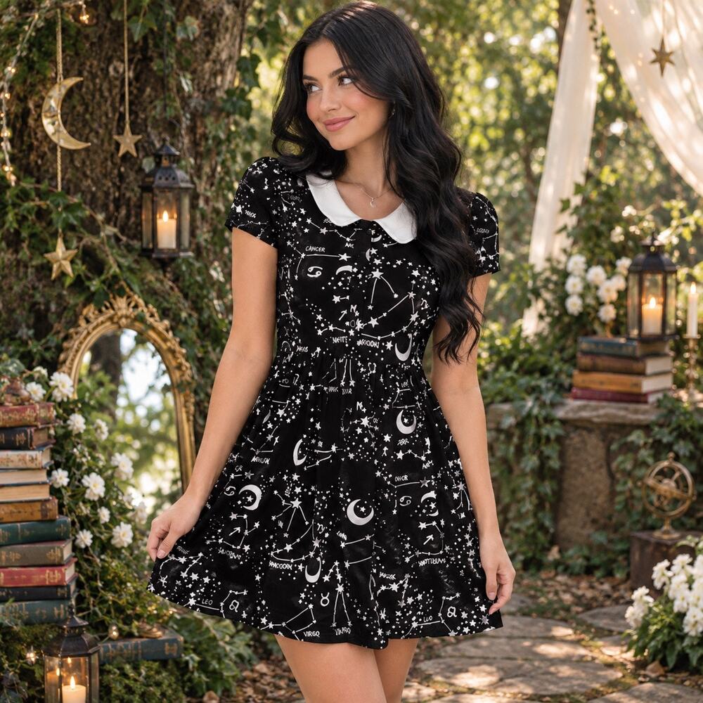 Killstar Milky Way Babydoll Dress Women’s Size Small Whimsical Gothic Celestial